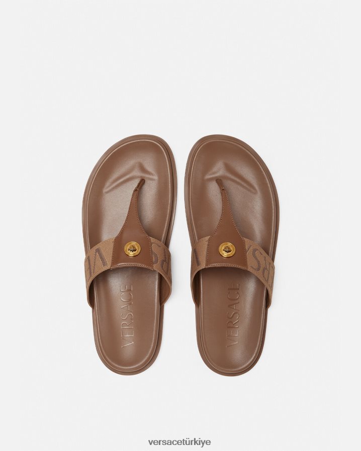 Versace genel sandalet erkekler kahverengi ayakkabı B0HHR81583