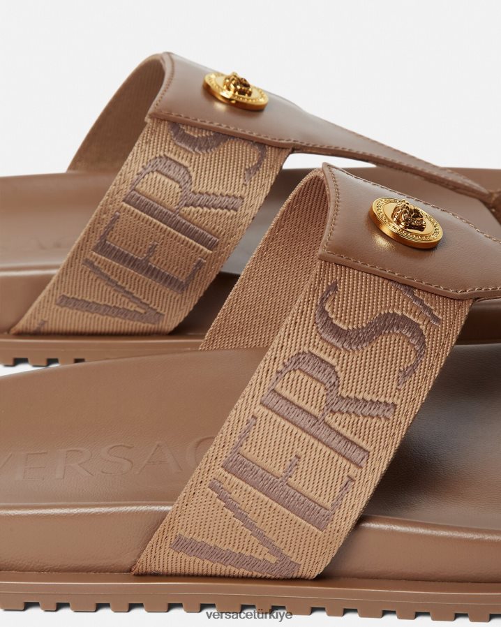 Versace genel sandalet erkekler kahverengi ayakkabı B0HHR81583