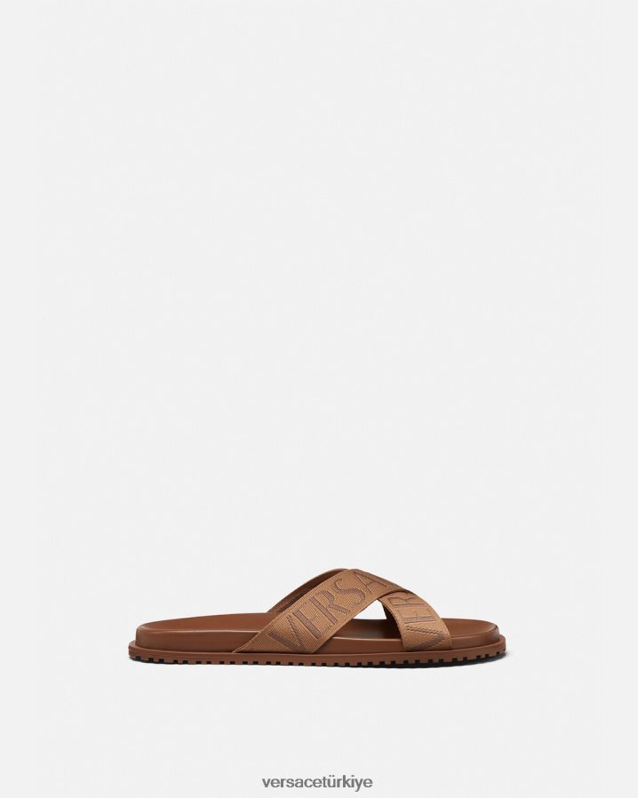 Versace genel sandalet erkekler kahverengi ayakkabı B0HHR81584