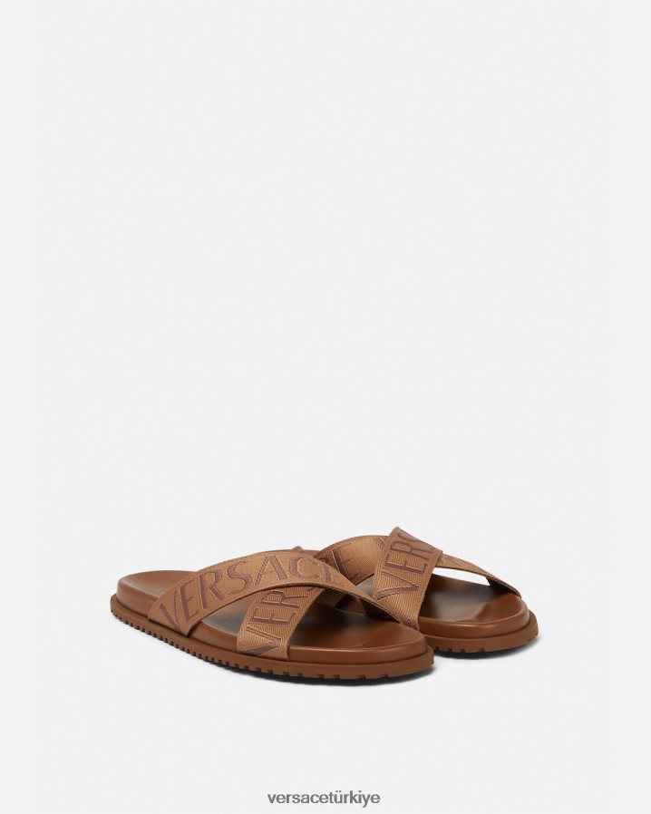 Versace genel sandalet erkekler kahverengi ayakkabı B0HHR81584