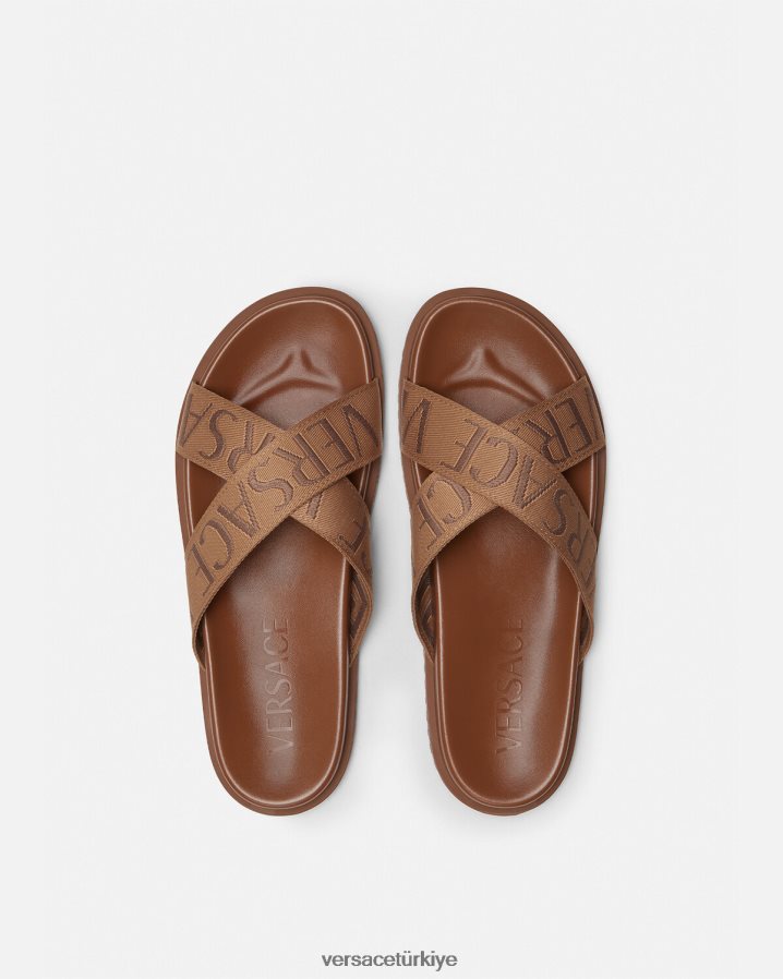 Versace genel sandalet erkekler kahverengi ayakkabı B0HHR81584