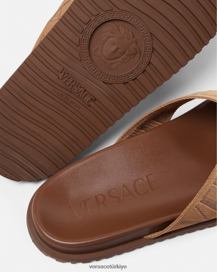 Versace genel sandalet erkekler kahverengi ayakkabı B0HHR81584
