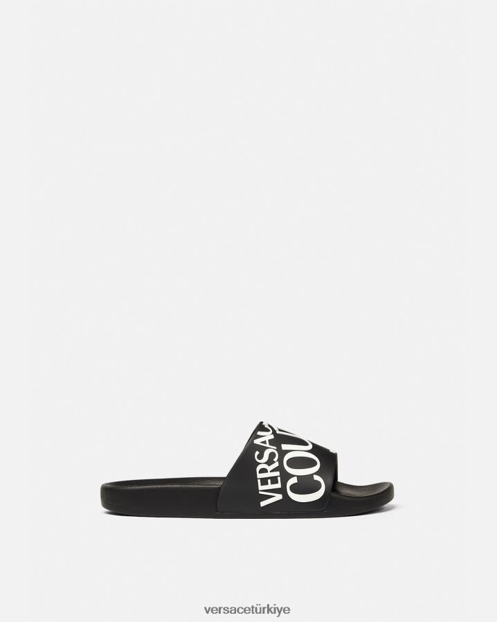 Versace logo slaytları erkekler siyah ayakkabı B0HHR82448
