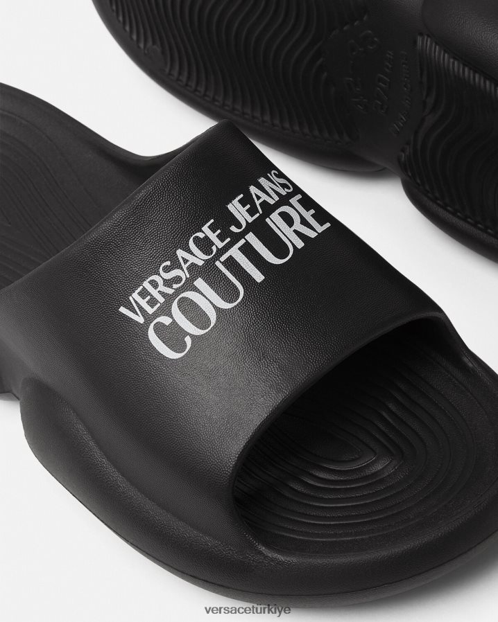 Versace tago logosu slaytları erkekler siyah ayakkabı B0HHR82451