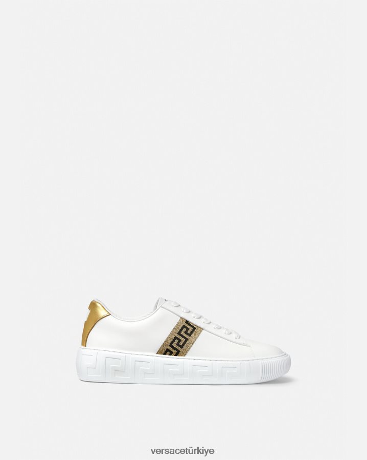Versace Greca spor ayakkabıları erkekler Beyaz altın ayakkabı B0HHR81552