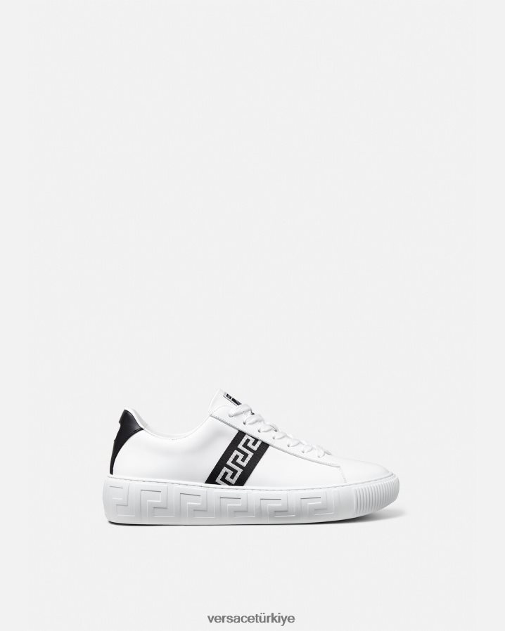Versace Greca spor ayakkabıları erkekler siyah beyaz ayakkabı B0HHR81551