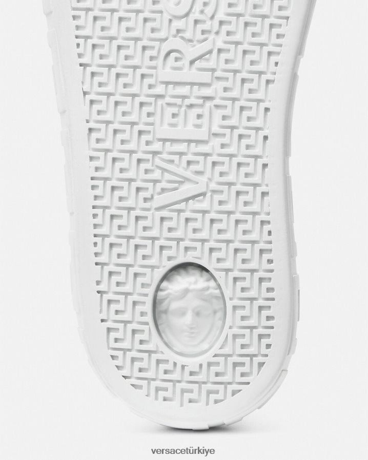 Versace Greca spor ayakkabıları erkekler siyah beyaz ayakkabı B0HHR81551