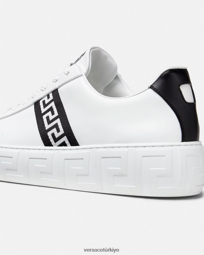 Versace Greca spor ayakkabıları erkekler siyah beyaz ayakkabı B0HHR81551