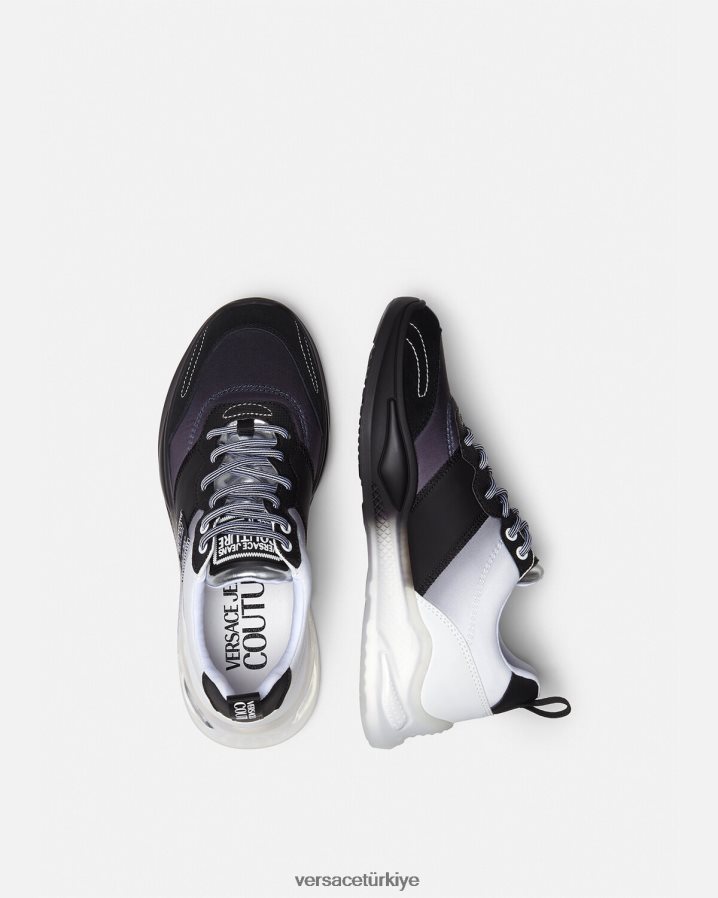 Versace Levion spor ayakkabı erkekler siyah ve baskı ayakkabı B0HHR82455