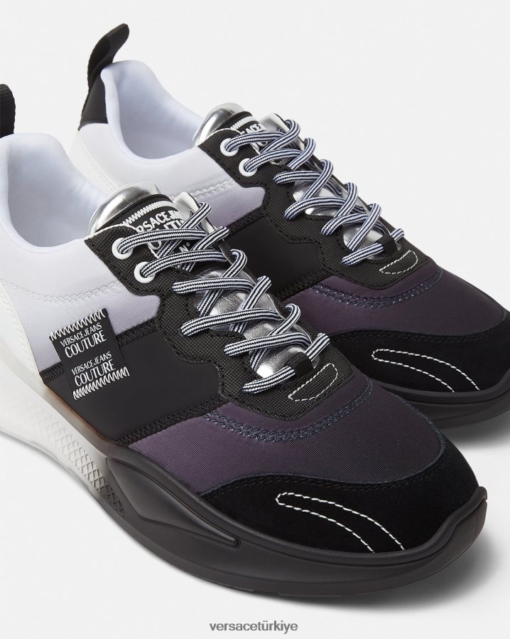 Versace Levion spor ayakkabı erkekler siyah ve baskı ayakkabı B0HHR82455