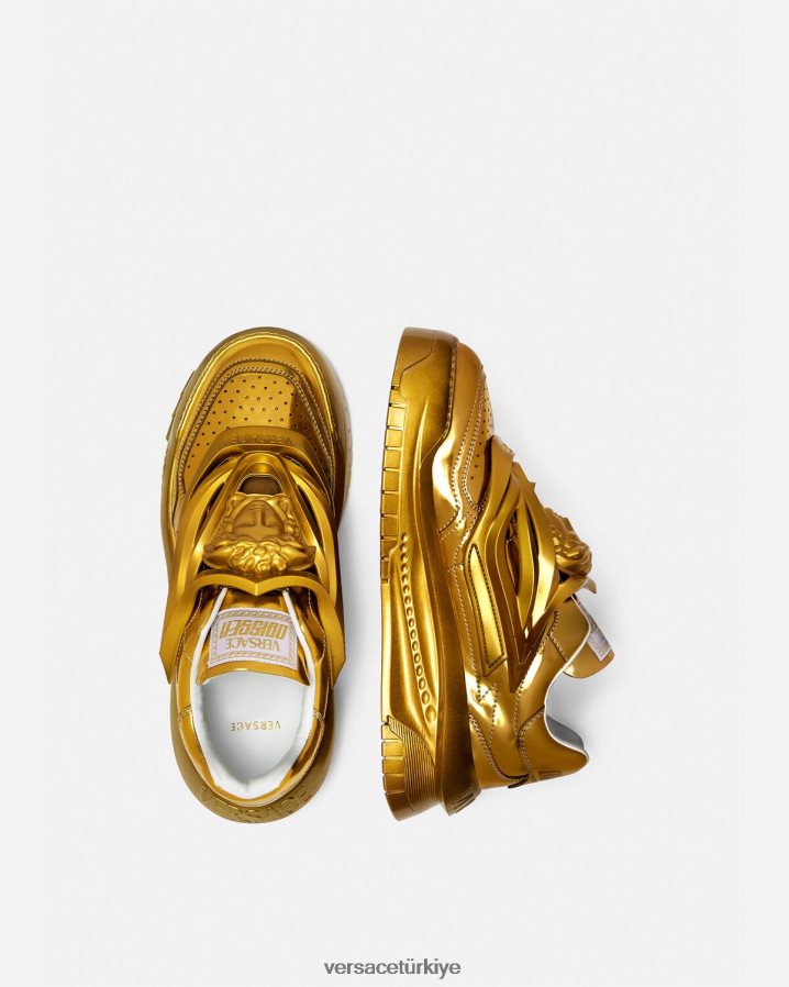 Versace Odissea spor ayakkabıları erkekler altın ayakkabı B0HHR81521
