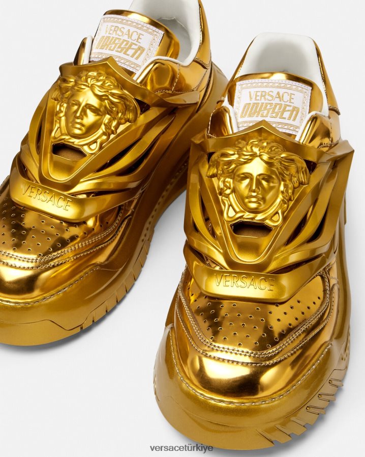 Versace Odissea spor ayakkabıları erkekler altın ayakkabı B0HHR81521