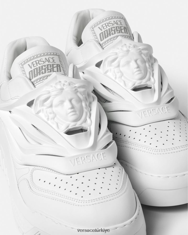 Versace Odissea spor ayakkabıları erkekler beyaz ayakkabı B0HHR81520