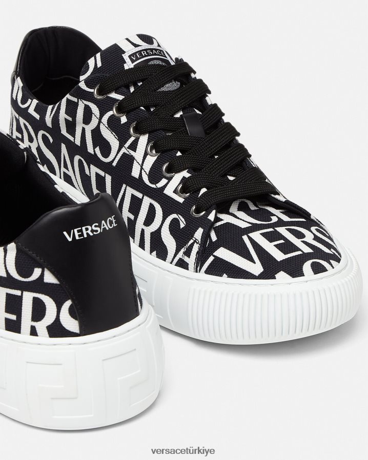 Versace allover greca eğitmenleri erkekler siyah ve baskı ayakkabı B0HHR81550