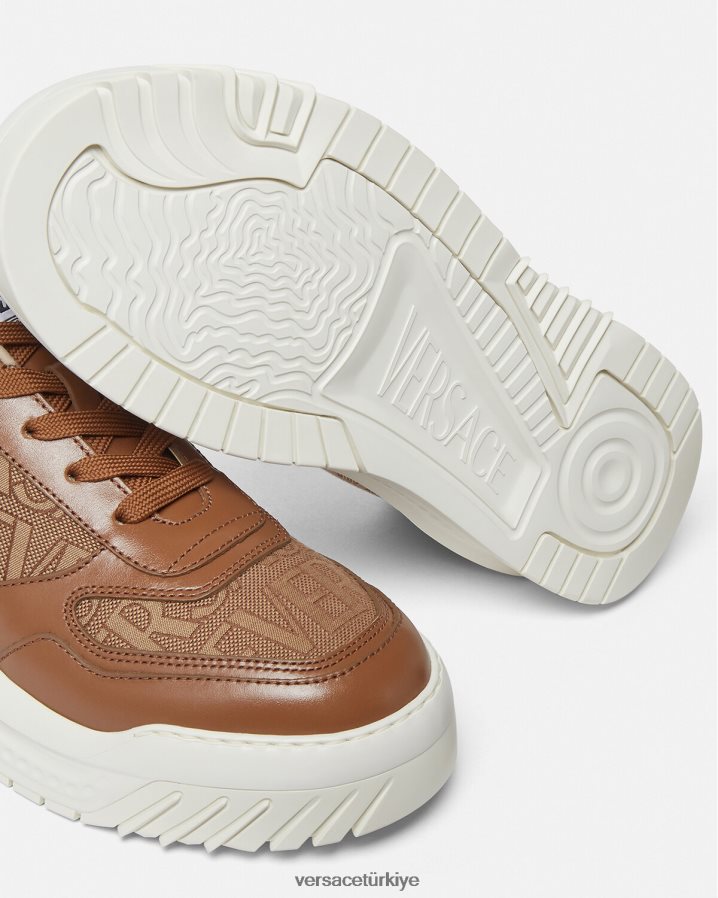 Versace allover odissea spor ayakkabı erkekler kahverengi ayakkabı B0HHR81513