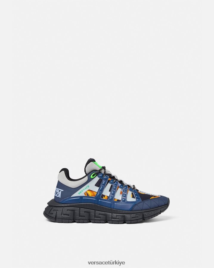 Versace barocco 660 trigreca spor ayakkabı erkekler mavi ayakkabı B0HHR81542