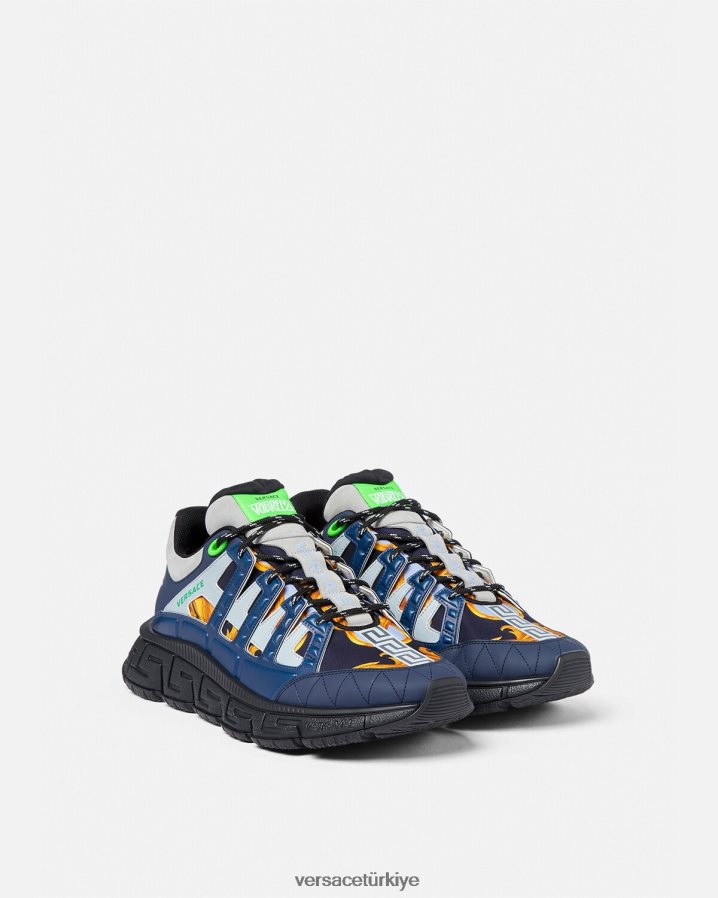 Versace barocco 660 trigreca spor ayakkabı erkekler mavi ayakkabı B0HHR81542