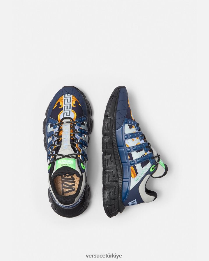 Versace barocco 660 trigreca spor ayakkabı erkekler mavi ayakkabı B0HHR81542
