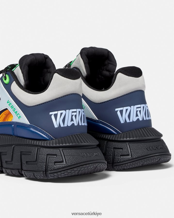 Versace barocco 660 trigreca spor ayakkabı erkekler mavi ayakkabı B0HHR81542