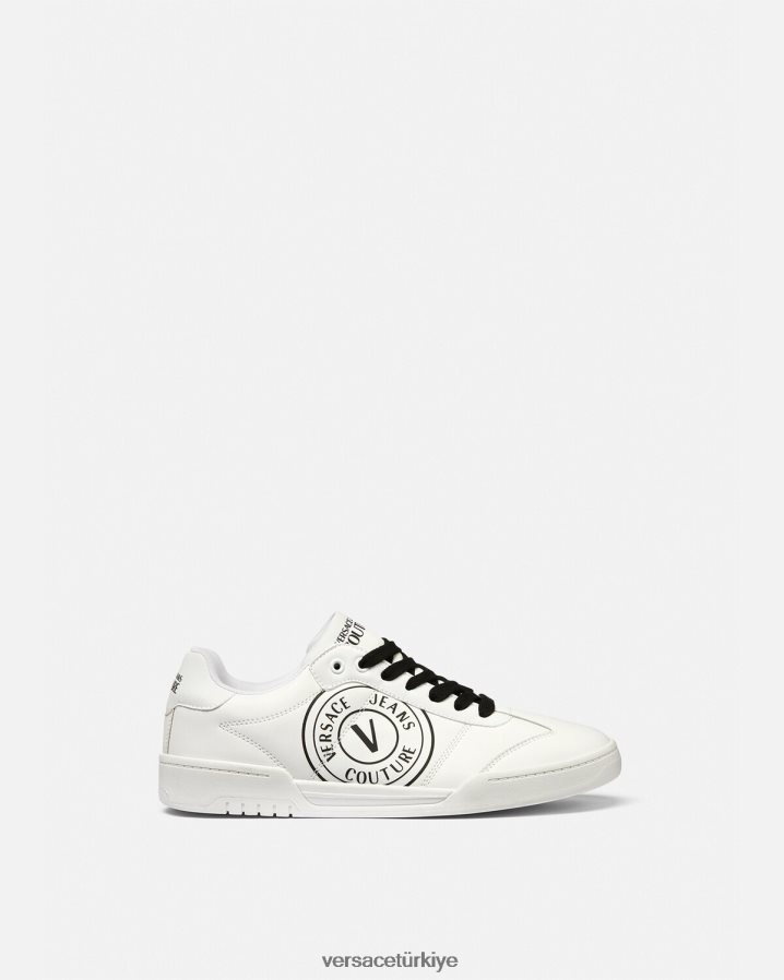 Versace brooklyn v amblemli spor ayakkabı erkekler siyah beyaz ayakkabı B0HHR82442