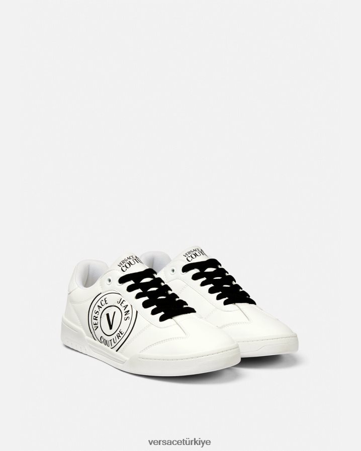 Versace brooklyn v amblemli spor ayakkabı erkekler siyah beyaz ayakkabı B0HHR82442