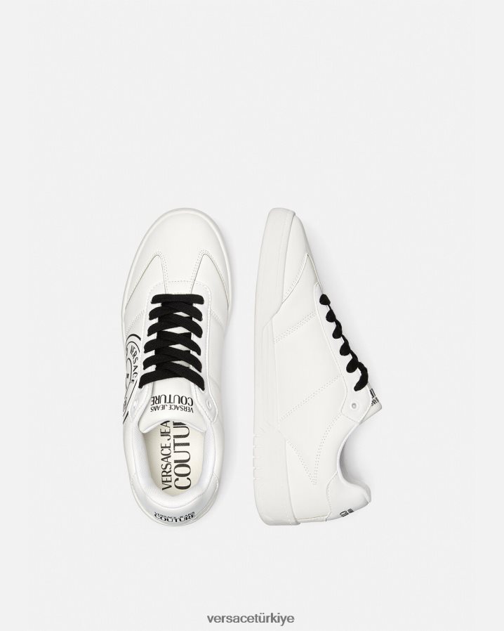 Versace brooklyn v amblemli spor ayakkabı erkekler siyah beyaz ayakkabı B0HHR82442