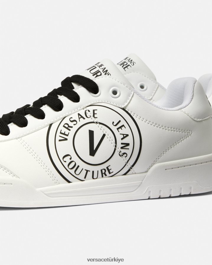 Versace brooklyn v amblemli spor ayakkabı erkekler siyah beyaz ayakkabı B0HHR82442