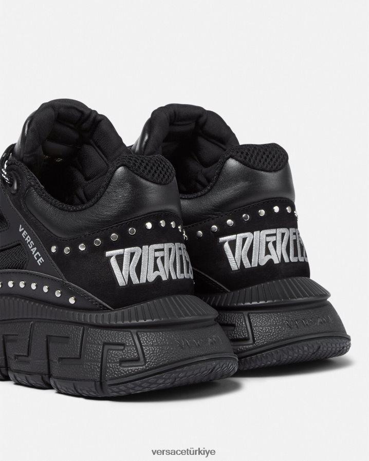 Versace çivili trigreca spor ayakkabı erkekler siyah ayakkabı B0HHR81544