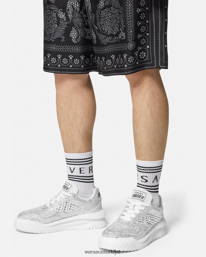 Versace kristal odissea spor ayakkabı erkekler beyaz ayakkabı B0HHR81534