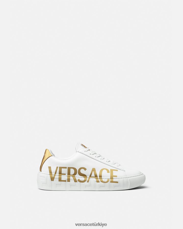 Versace logo greca spor ayakkabı erkekler Beyaz altın ayakkabı B0HHR81549