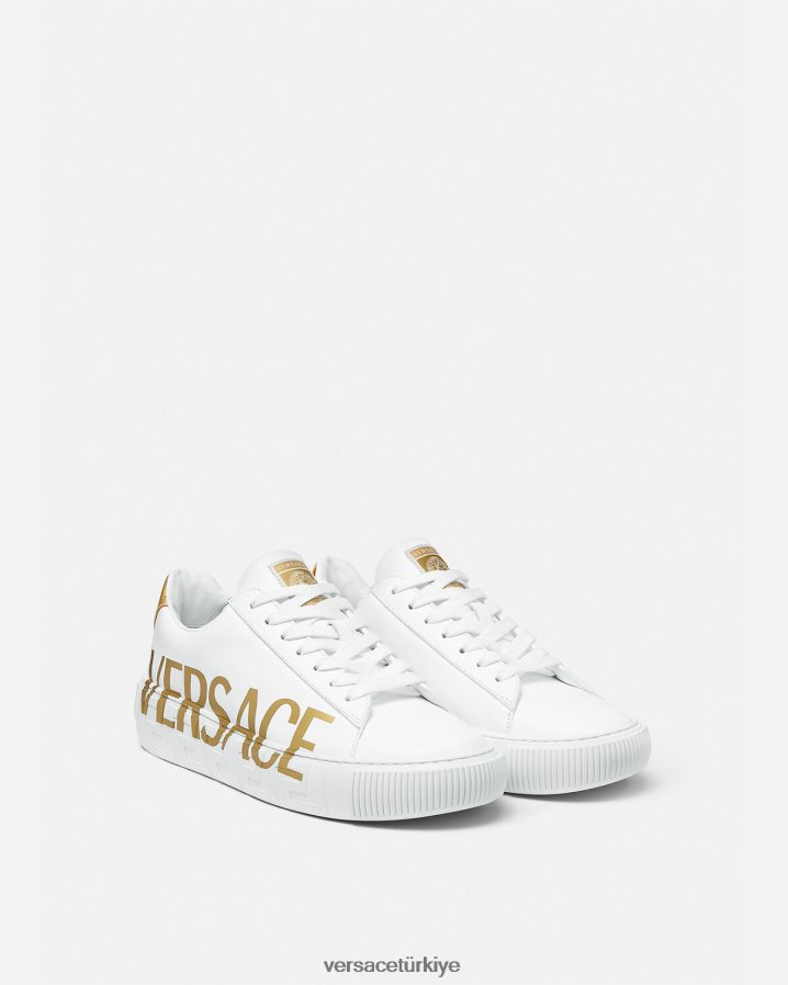 Versace logo greca spor ayakkabı erkekler Beyaz altın ayakkabı B0HHR81549