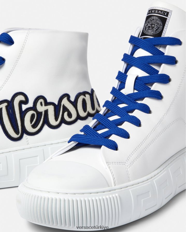 Versace üniversite greca üst düzey eğitmenler erkekler Mavi beyaz ayakkabı B0HHR81556