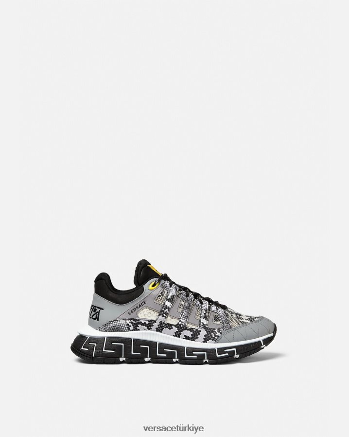 Versace piton desenli trigreca spor ayakkabı erkekler siyah ve baskı ayakkabı B0HHR81543