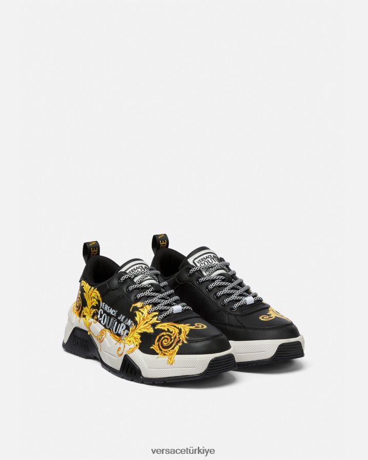 Versace stargaze logolu özel tasarım spor ayakkabılar erkekler siyah altın ayakkabı B0HHR82462