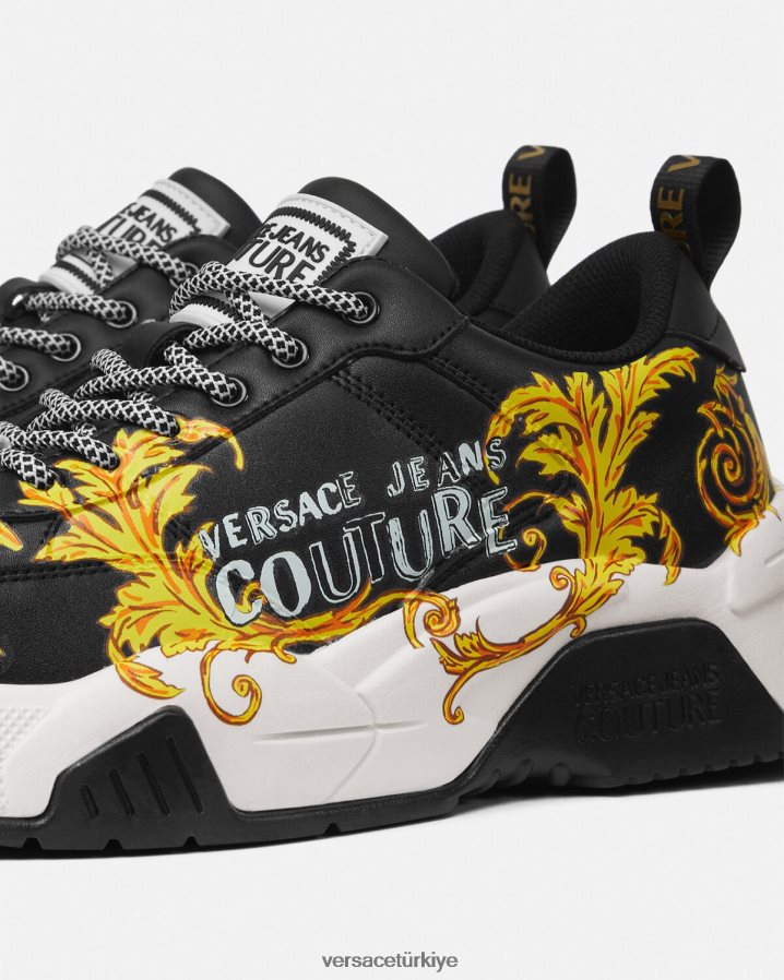 Versace stargaze logolu özel tasarım spor ayakkabılar erkekler siyah altın ayakkabı B0HHR82462