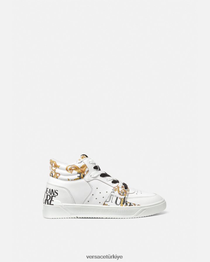 Versace starlight logolu özel tasarım spor ayakkabılar erkekler altın ve beyaz ayakkabı B0HHR82463