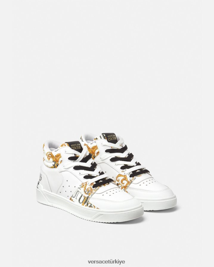 Versace starlight logolu özel tasarım spor ayakkabılar erkekler altın ve beyaz ayakkabı B0HHR82463