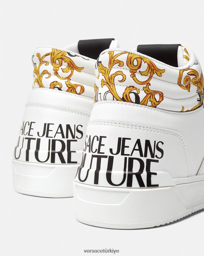 Versace starlight logolu özel tasarım spor ayakkabılar erkekler altın ve beyaz ayakkabı B0HHR82463