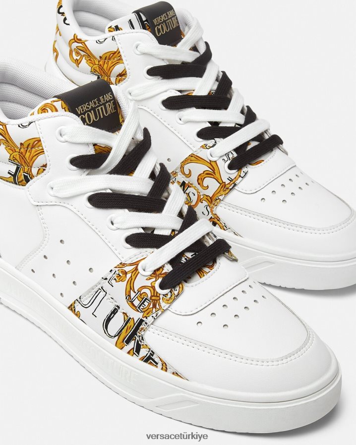 Versace starlight logolu özel tasarım spor ayakkabılar erkekler altın ve beyaz ayakkabı B0HHR82463
