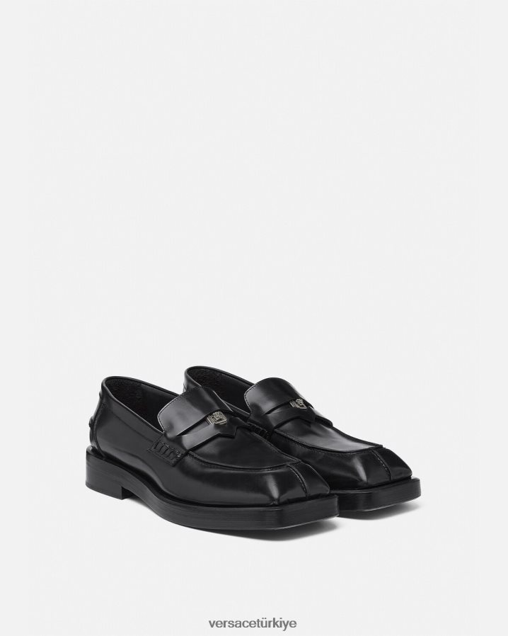 Versace kare loafer'lar erkekler siyah ayakkabı B0HHR81577