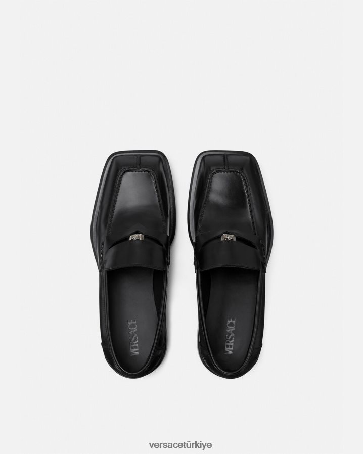 Versace kare loafer'lar erkekler siyah ayakkabı B0HHR81577