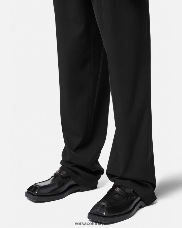 Versace kare loafer'lar erkekler siyah ayakkabı B0HHR81577