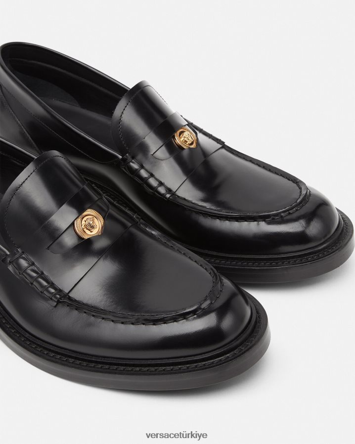 Versace medusa mokasen erkekler siyah ayakkabı B0HHR81570
