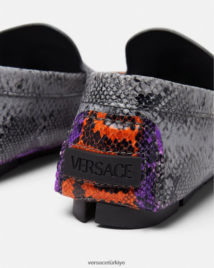 Versace python greca baskı la medusa mokasen erkekler çok renkli ayakkabı B0HHR81574