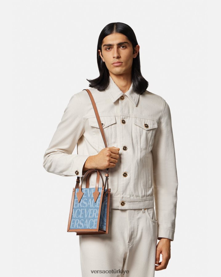 Versace allover çapraz çanta erkekler mavi çanta B0HHR81495