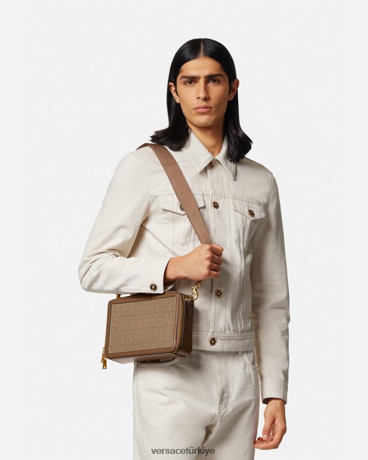 Versace allover askılı çanta erkekler kahverengi çanta B0HHR81497