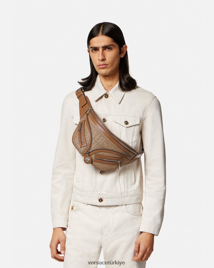 Versace her yerde tekrarlanan hobo bel çantası erkekler kahverengi çanta B0HHR81503