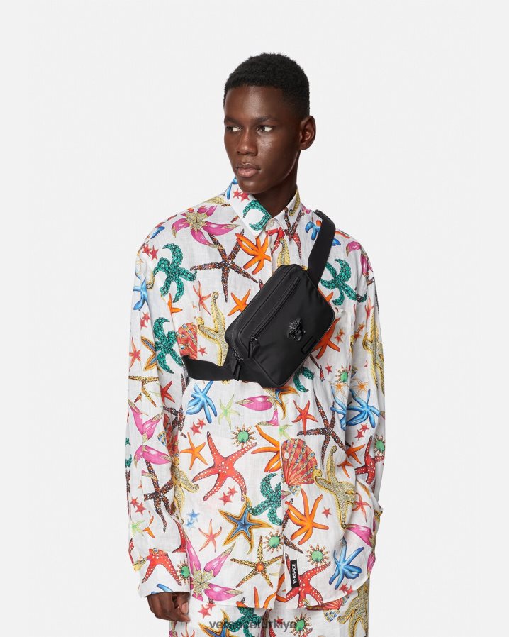 Versace la medusa bel çantası erkekler siyah çanta B0HHR81492