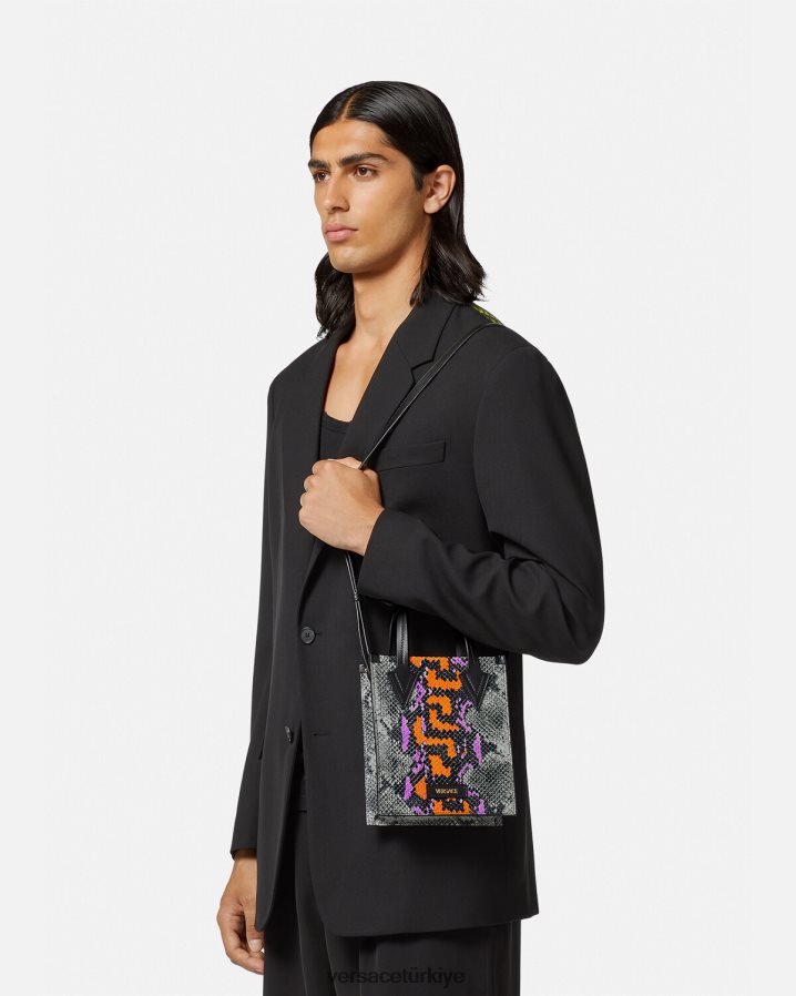 Versace Python Greca desenli çapraz askılı çanta erkekler çok renkli çanta B0HHR81474