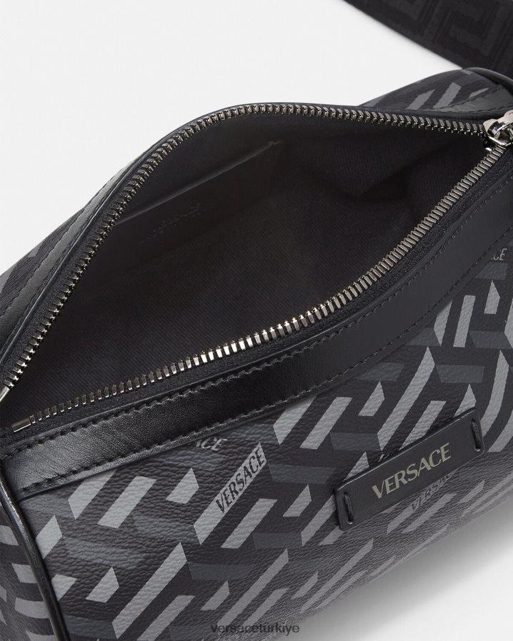 Versace la greca imzalı çapraz çanta erkekler Siyah gri çanta B0HHR81485